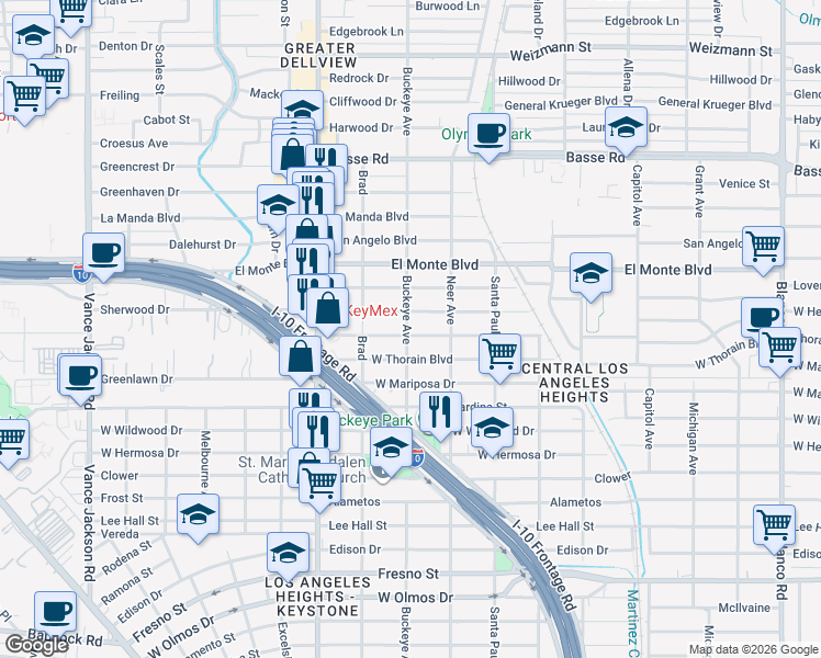 map of restaurants, bars, coffee shops, grocery stores, and more near 1710 West Hermine Boulevard in San Antonio
