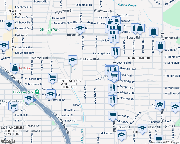 map of restaurants, bars, coffee shops, grocery stores, and more near 1111 West Hermine Boulevard in San Antonio