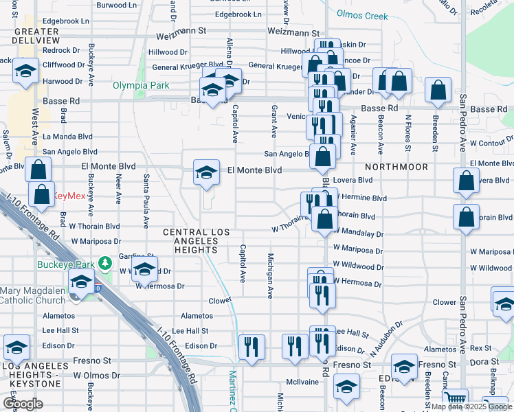 map of restaurants, bars, coffee shops, grocery stores, and more near 1111 West Hermine Boulevard in San Antonio