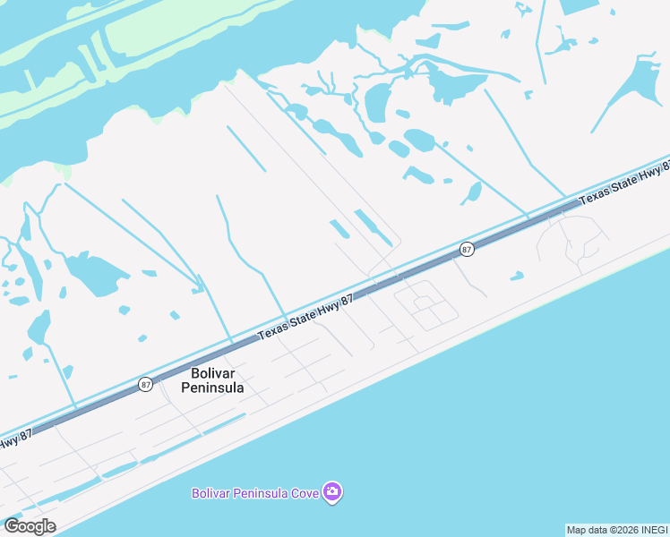 map of restaurants, bars, coffee shops, grocery stores, and more near 1100 Guppy in Bolivar Peninsula