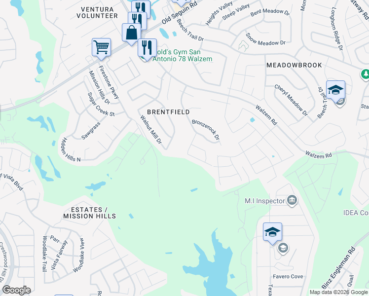 map of restaurants, bars, coffee shops, grocery stores, and more near 7803 Bypass Shoals in San Antonio