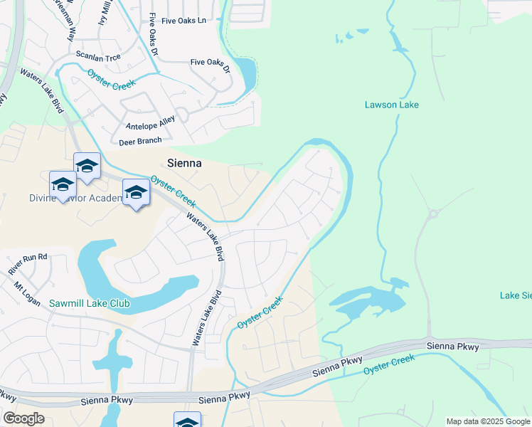 map of restaurants, bars, coffee shops, grocery stores, and more near 10830 Texas Rose Drive in Sienna Plantation