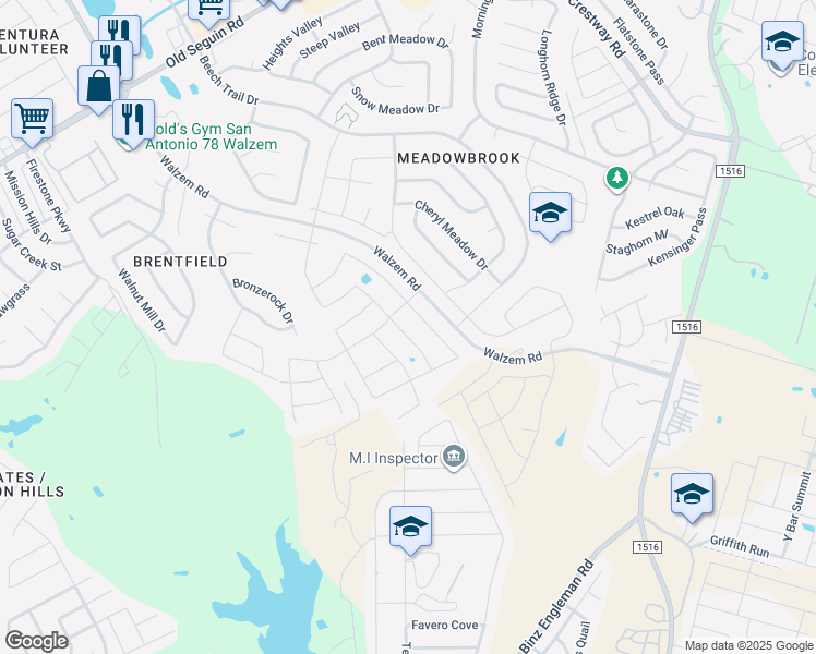 map of restaurants, bars, coffee shops, grocery stores, and more near 8225 Chestnut Barr Drive in Converse