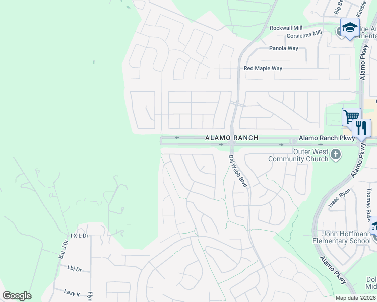 map of restaurants, bars, coffee shops, grocery stores, and more near 12803 Sand Holly in San Antonio