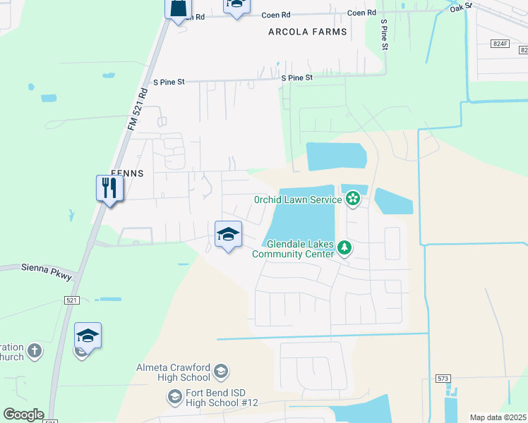 map of restaurants, bars, coffee shops, grocery stores, and more near Altadena Drive in Fort Bend County