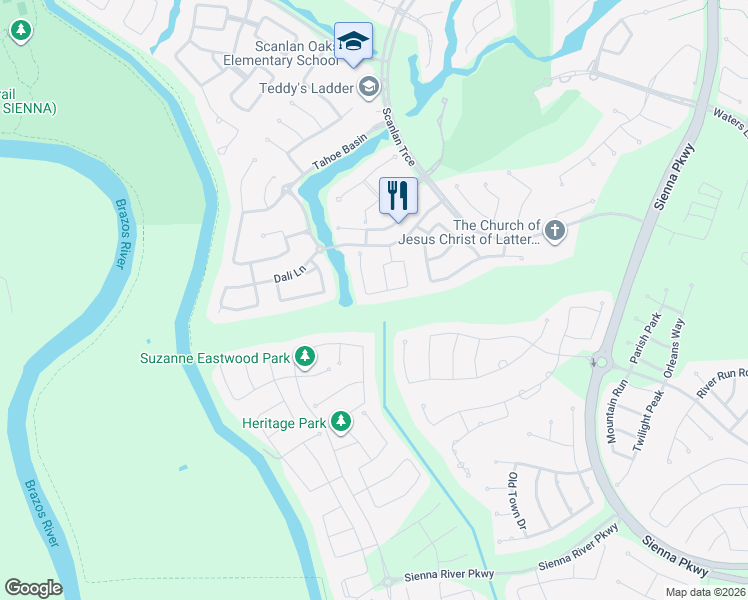 map of restaurants, bars, coffee shops, grocery stores, and more near 2914 Summit Rock Way in Missouri City
