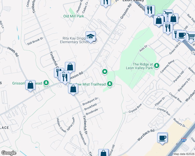 map of restaurants, bars, coffee shops, grocery stores, and more near 6612 Sally Agee in San Antonio