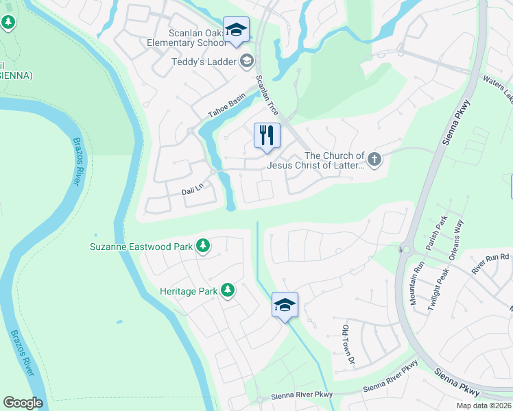map of restaurants, bars, coffee shops, grocery stores, and more near 2914 Summit Rock Way in Missouri City