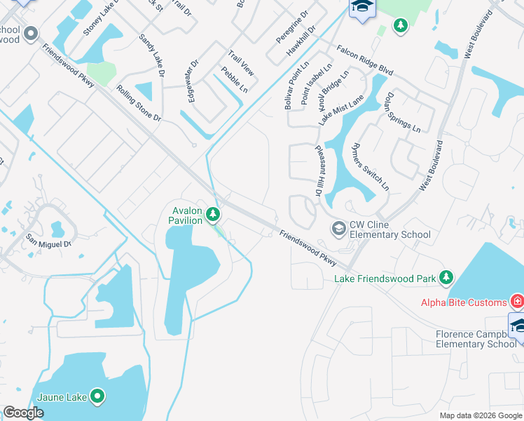 map of restaurants, bars, coffee shops, grocery stores, and more near Unnamed Road in Friendswood