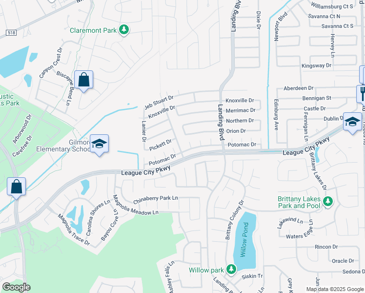 map of restaurants, bars, coffee shops, grocery stores, and more near 2004 Floyd Road in League City