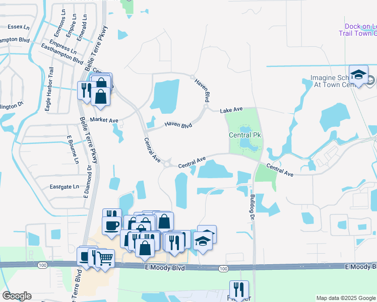 map of restaurants, bars, coffee shops, grocery stores, and more near 725 Central Ave in Flagler Beach