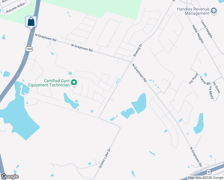 map of restaurants, bars, coffee shops, grocery stores, and more near 10070-10396 Boeing Drive in San Antonio