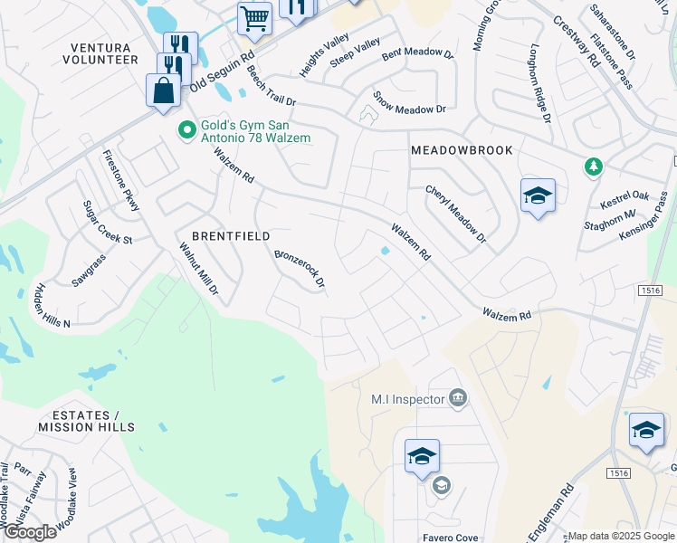 map of restaurants, bars, coffee shops, grocery stores, and more near 8202 Lazy Brook in Converse