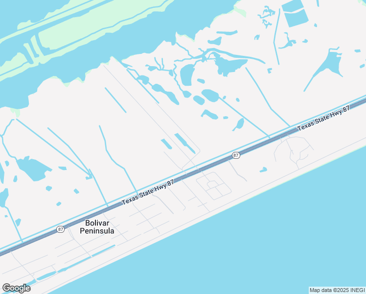 map of restaurants, bars, coffee shops, grocery stores, and more near 1104 North Tuna Drive in Bolivar Peninsula