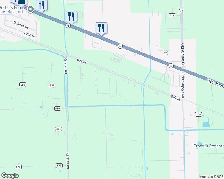 map of restaurants, bars, coffee shops, grocery stores, and more near 6715 Trail Loop East in Rosharon