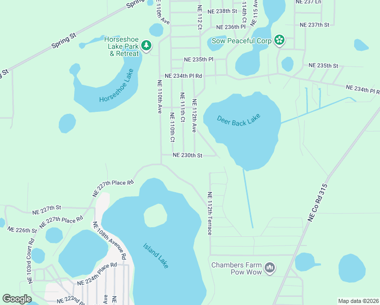 map of restaurants, bars, coffee shops, grocery stores, and more near 23170 Northeast 112th Court Road in Fort McCoy