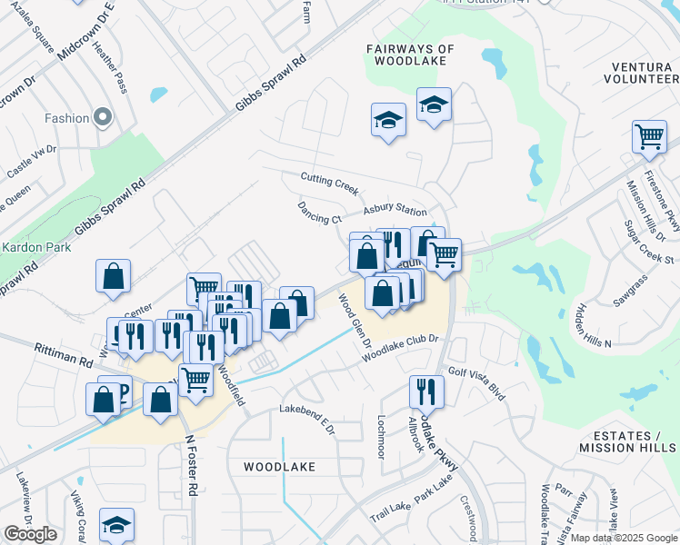 map of restaurants, bars, coffee shops, grocery stores, and more near 6402 Mallard Mdw in San Antonio