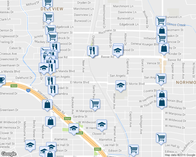 map of restaurants, bars, coffee shops, grocery stores, and more near 1236 San Angelo in San Antonio