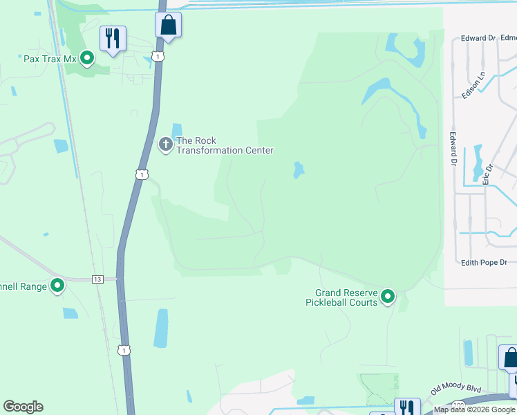 map of restaurants, bars, coffee shops, grocery stores, and more near 119 Fairway Court in Bunnell