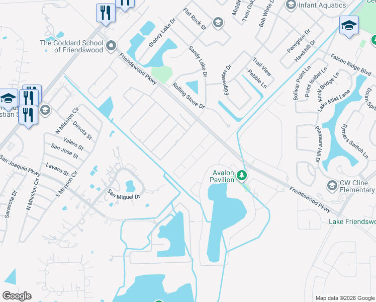 map of restaurants, bars, coffee shops, grocery stores, and more near 2019 Sandy Lake Dr in Friendswood
