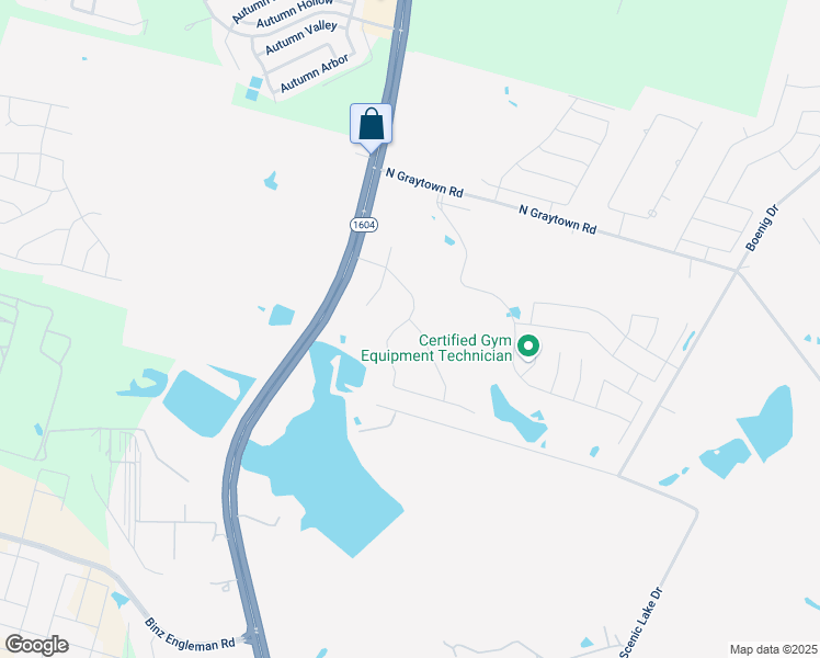 map of restaurants, bars, coffee shops, grocery stores, and more near 6014 Quiet Night Lane in Converse