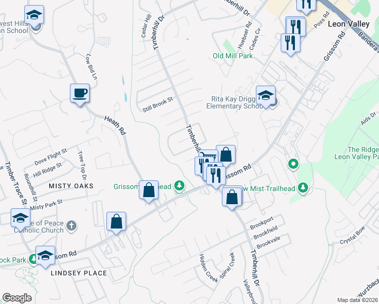 map of restaurants, bars, coffee shops, grocery stores, and more near 7226 Pebble Creek Drive in San Antonio