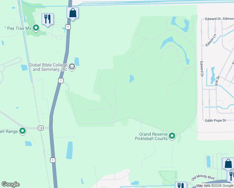 map of restaurants, bars, coffee shops, grocery stores, and more near 122 Fairway Court in Bunnell