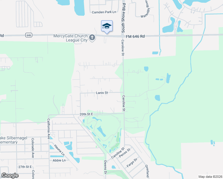 map of restaurants, bars, coffee shops, grocery stores, and more near 5620 Lanis Street in Dickinson