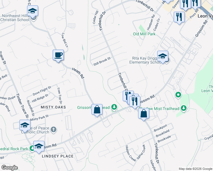 map of restaurants, bars, coffee shops, grocery stores, and more near 5719 Swift Creek Drive in San Antonio
