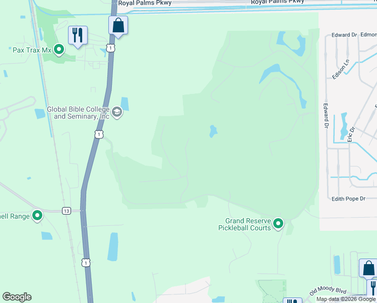 map of restaurants, bars, coffee shops, grocery stores, and more near 122 Fairway Court in Bunnell