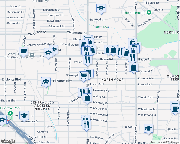 map of restaurants, bars, coffee shops, grocery stores, and more near 4211 Blanco Road in San Antonio