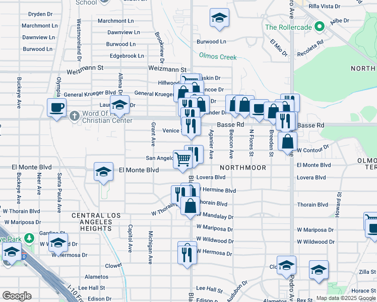 map of restaurants, bars, coffee shops, grocery stores, and more near 4211 Blanco Road in San Antonio