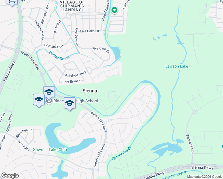 map of restaurants, bars, coffee shops, grocery stores, and more near 2715 Parker Oak Pass in Missouri City
