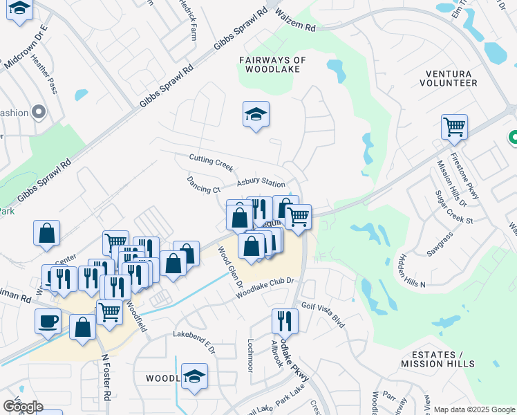 map of restaurants, bars, coffee shops, grocery stores, and more near 6938 Asbury Station in San Antonio