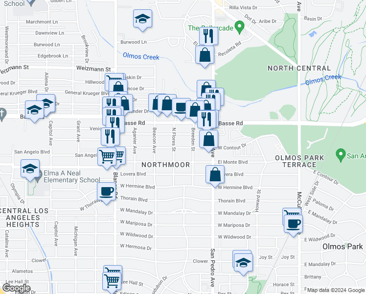 map of restaurants, bars, coffee shops, grocery stores, and more near 222 La Manda Boulevard in San Antonio