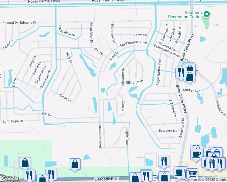 map of restaurants, bars, coffee shops, grocery stores, and more near 9 Elliot Place in Palm Coast