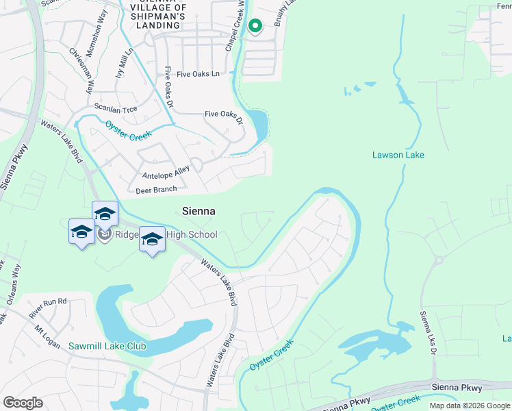 map of restaurants, bars, coffee shops, grocery stores, and more near 2715 Parker Oak Pass in Missouri City