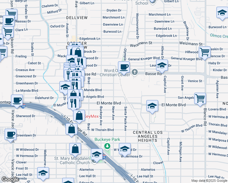 map of restaurants, bars, coffee shops, grocery stores, and more near 508 Venice Street in San Antonio