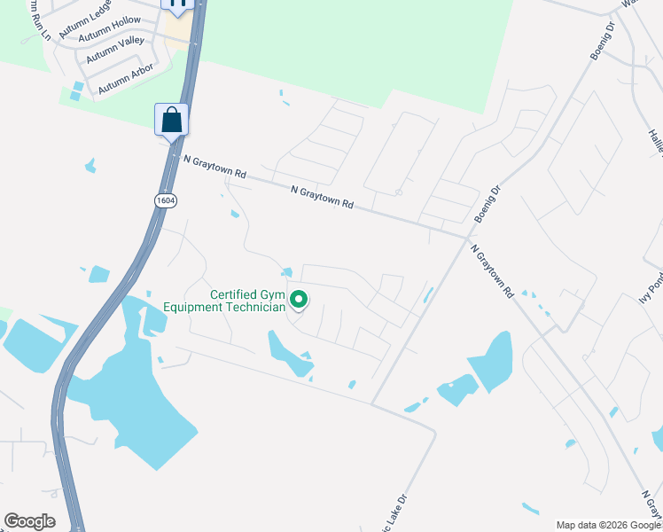 map of restaurants, bars, coffee shops, grocery stores, and more near 10303 Barbeque Bay in Converse