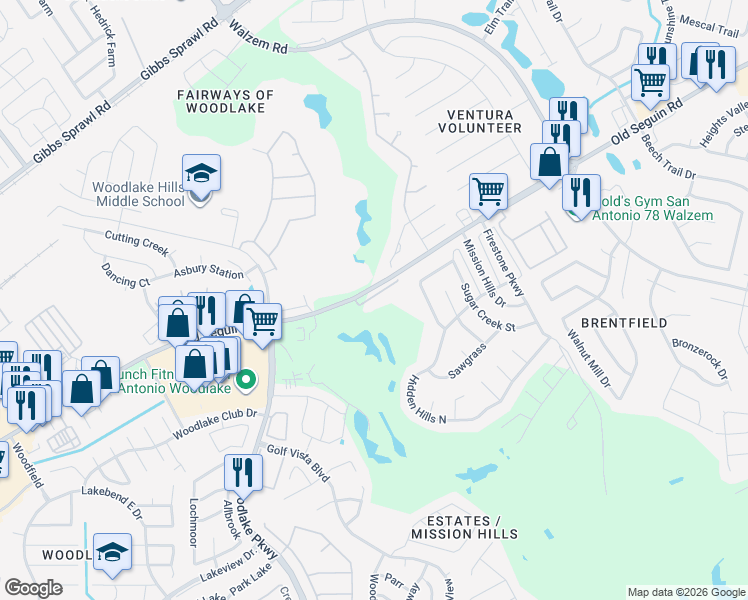 map of restaurants, bars, coffee shops, grocery stores, and more near 1318 Putter Lane in San Antonio
