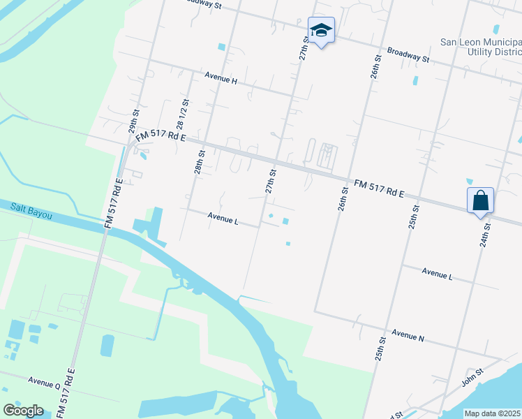 map of restaurants, bars, coffee shops, grocery stores, and more near 1102 27th Street in San Leon