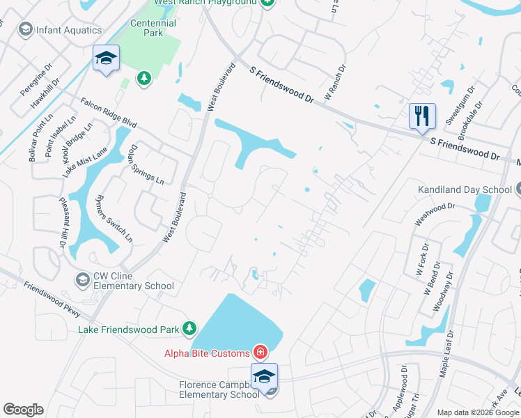map of restaurants, bars, coffee shops, grocery stores, and more near 920 Gadston Park Lane in Friendswood
