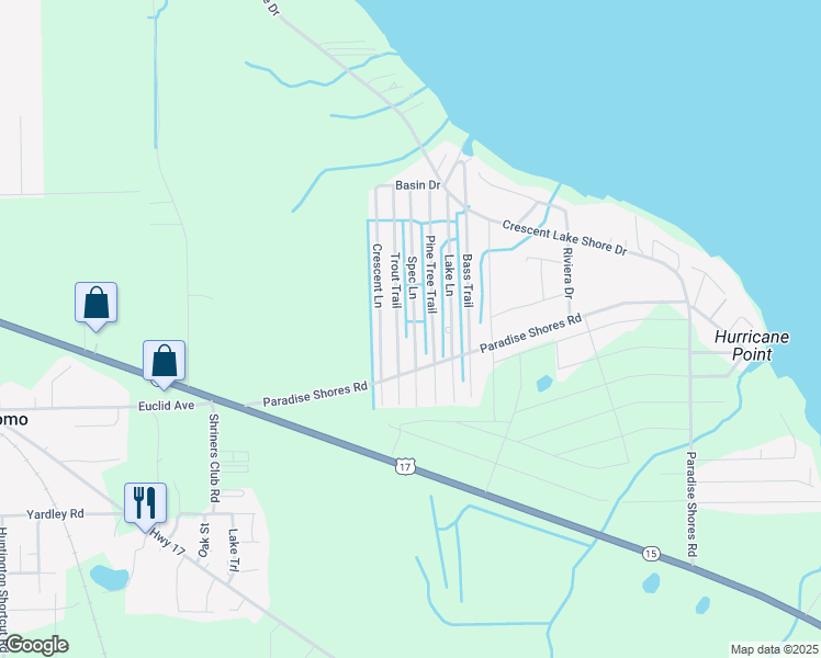 map of restaurants, bars, coffee shops, grocery stores, and more near 212 Trout Trail in Crescent City