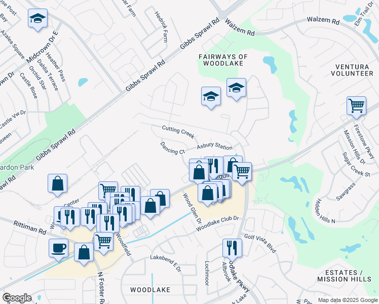 map of restaurants, bars, coffee shops, grocery stores, and more near 6502 Dancing Court in San Antonio