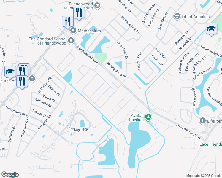 map of restaurants, bars, coffee shops, grocery stores, and more near 2017 Santa Maria Drive in Friendswood