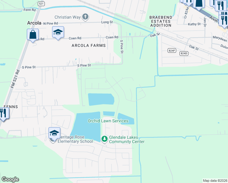 map of restaurants, bars, coffee shops, grocery stores, and more near 835 South Pine Street in Arcola