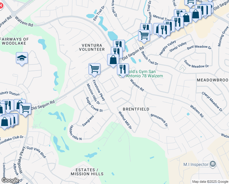 map of restaurants, bars, coffee shops, grocery stores, and more near 7823 Pecan Heights in San Antonio