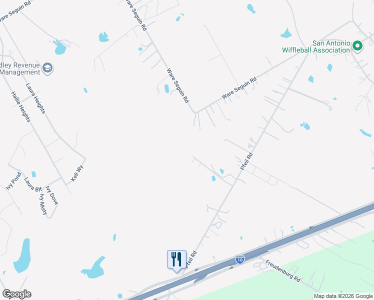 map of restaurants, bars, coffee shops, grocery stores, and more near 11804 Ware Seguin Road in Schertz