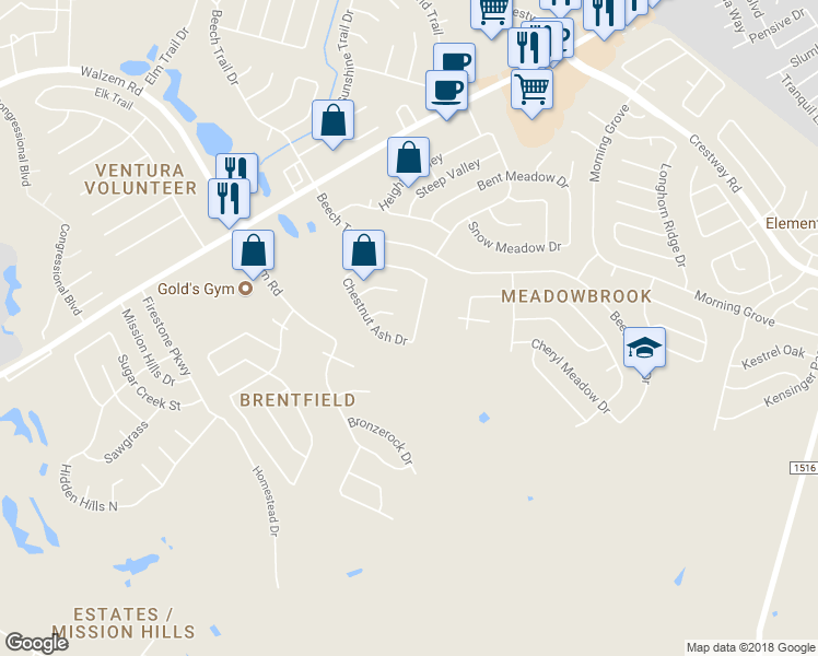 map of restaurants, bars, coffee shops, grocery stores, and more near 8019 Chestnut Cape Drive in Converse