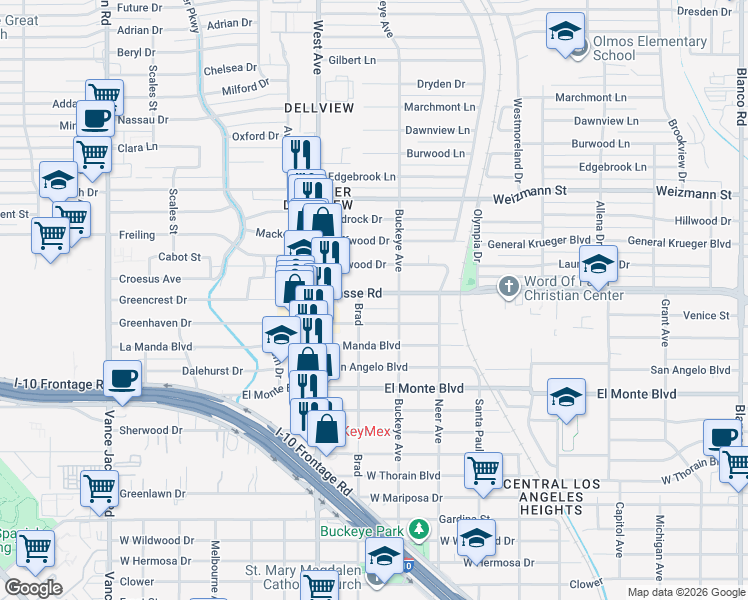 map of restaurants, bars, coffee shops, grocery stores, and more near 2309 Basse Road in San Antonio